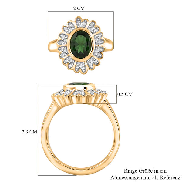 Nat&uuml;rlicher Chromdiopsid und Zirkon-Ring - 1,53 ct. image number 7