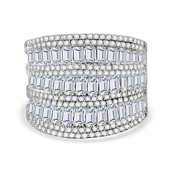 LUSTRO STELLA -Wei&szlig;er Zirkonia Ring 925 Silber rhodiniert (Gr&ouml;&szlig;e 17.00)