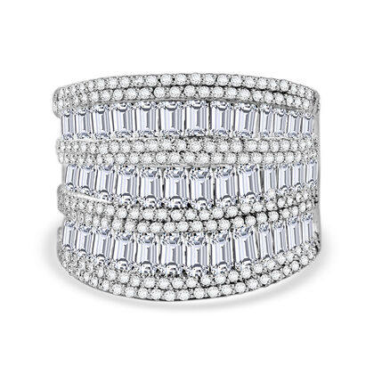 LUSTRO STELLA -Wei&szlig;er Zirkonia Ring 925 Silber rhodiniert (Gr&ouml;&szlig;e 17.00)