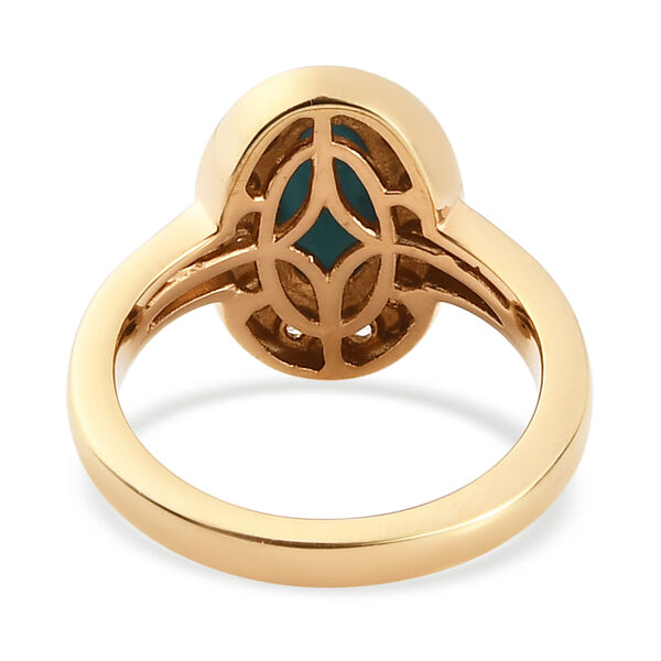 Nat&uuml;rlicher Sleeping Beauty T&uuml;rkis und Zirkon Halo Ring 925 Silber 585 Vergoldet image number 5