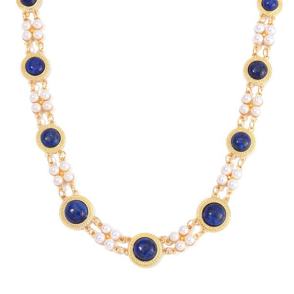 Lapislazuli und Muschelkernperle Halskette, 45 cm image number 0