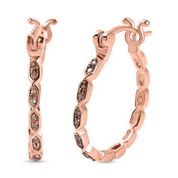 Nat&uuml;rliche Champagner Diamant Creolen, 925 Silber ros&eacute;vergoldet ca. 0,10 ct