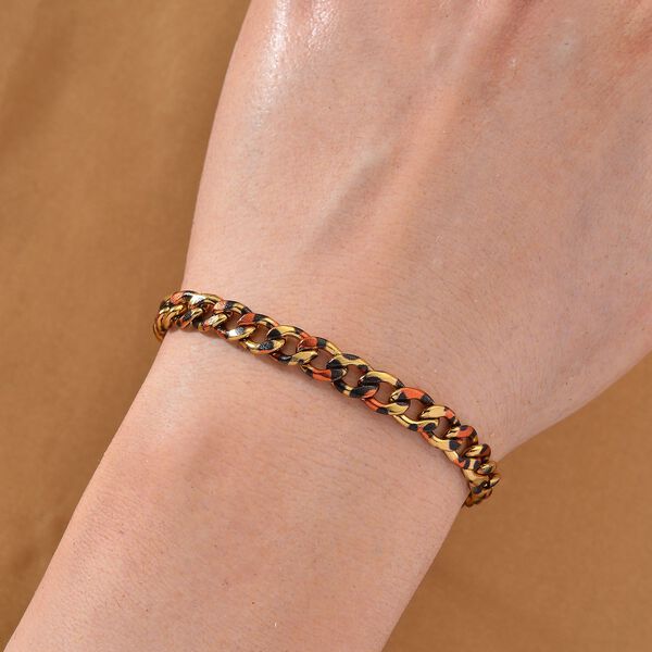 Leoparden-Print Panzer Armband aus 316L Edelstahl mit Goldplattierung, ca. 19 cm image number 3