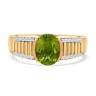 Natürlicher Peridot, weißer Zirkon Ring, 925 Silber vergoldet (Größe 16.00) ca. 2.46 ct
