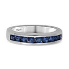 Blau Saphir Half Eternity Band Ring 925 Silber Platin-Überzug image number 0