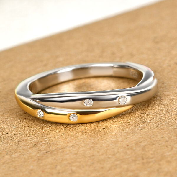 Diamant band Ring 925 Silber Platin-Überzug image number 2