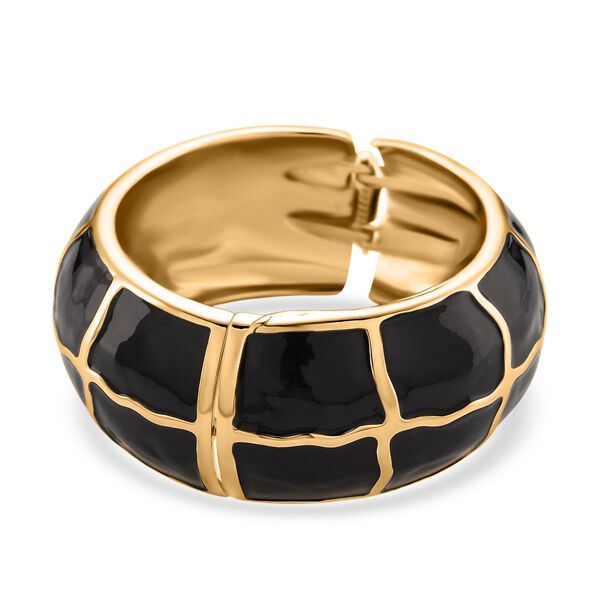 Emaille-Armreif mit Karomuster, ca. 18,5 cm, schwarz emailliert image number 0