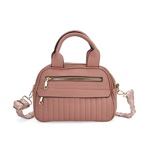 Crossbody-Tasche mit mehreren Rei&szlig;verschlussf&auml;chern und abnehmbarem Gurt, 25x9x18cm, Rosa