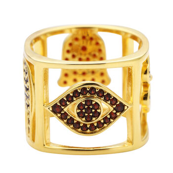 Roter Granat-Ring, 925 Silber vergoldet (Gr&ouml;&szlig;e 16.00) ca. 1,42 ct