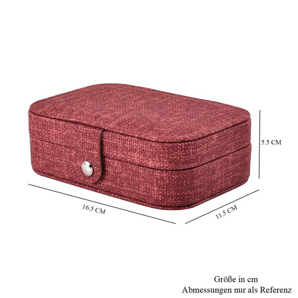 Schmuck Organizer aus naturfreundlichem Kunstleder mit Knopfverschluss, 16x11,5x5,5cm, Rot image number 7