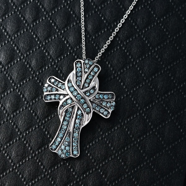 LUXURIANT VS Labor blauer Diamant Anhänger mit 50cm Kette - 0,51 ct. image number 1