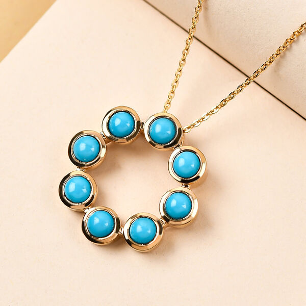 Amerikanischer, nat&uuml;rlicher Sleeping Beauty T&uuml;rkis Kreis des Lebens Anh&auml;nger mit Kette in Silber, 2,18 ct. image number 3