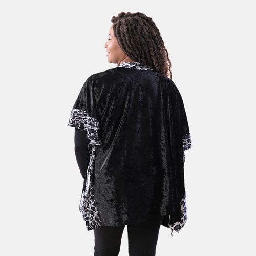 TAMSY Kimono mit Leoparden-Bordüre, Einheitsgröße, Schwarz image number 1