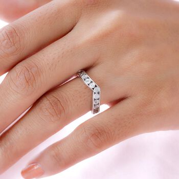 Wishbone Diamond Ring, 925 Silber platiniert