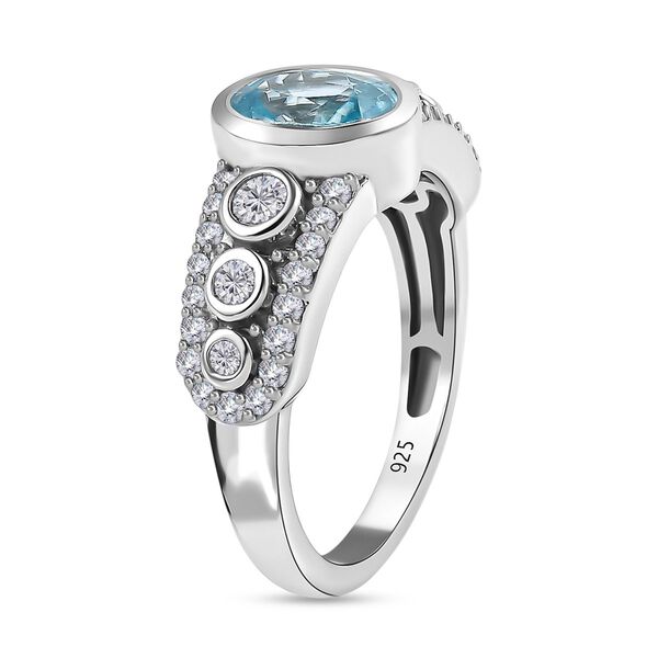 Kambodschanischer, blauer Zirkon, weißer Zirkon Ring, 925 Silber platiniert, ca. 2.68 ct image number 5