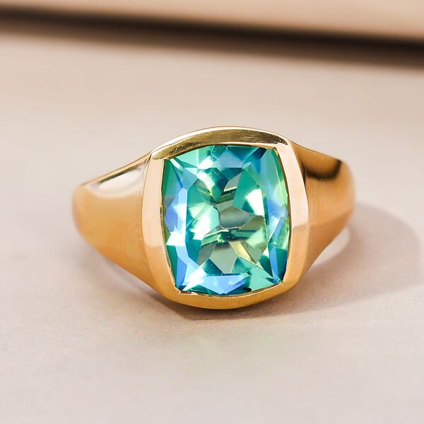 Pfau Triplett Quarz-Ring, 925 Silber vergoldet  ca. 5,27 ct image number 2