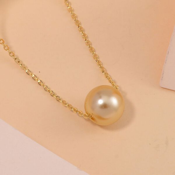 Goldene Muschelkernperle Halskette ca. 43 cm 925 Silber vergoldet image number 2