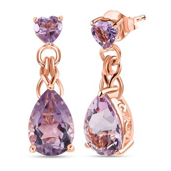 GP Amore Kollektion - Rose De France Amethyst Ohrringe, 925 Silber Ros&eacute;gold Vermeil ca. 6.25 ct