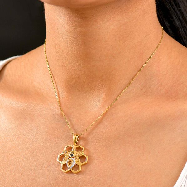 GP Trinfo Kollektion - Citrin, Schwarzer Spinell Anh&auml;nger, 925 Silber 750 Gelbgold Vermeil ca. 1.25 ct image number 2