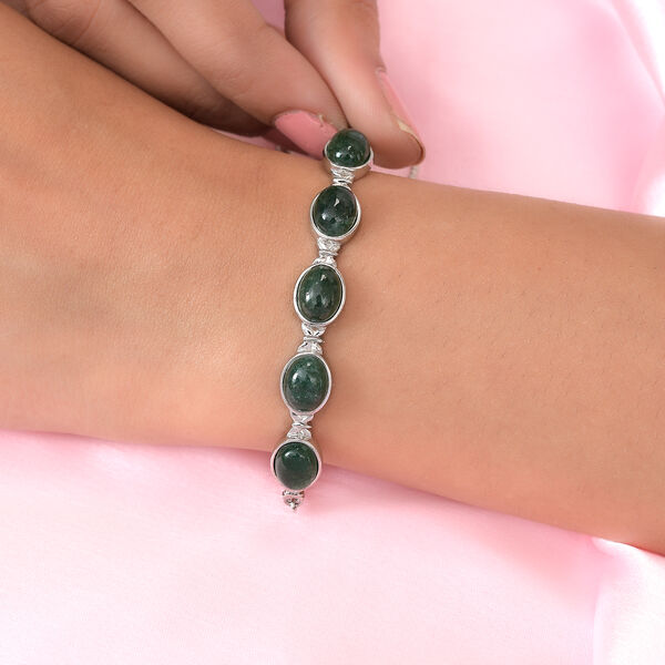 Gr&uuml;nes Aventurin Armband mit Knebelverschluss, 19 cm, Edelstahl ca. 10,93 ct image number 3