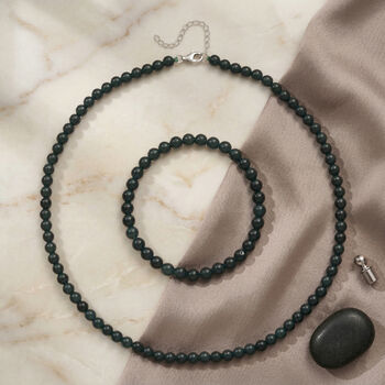 AAA flexibles Olmek Jadeit Armband und 45+5cm Halskette