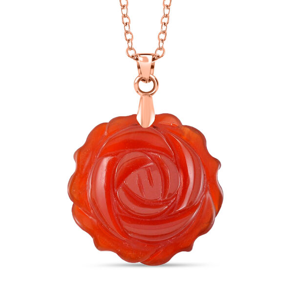 2er Set - Handgeschnitzter Gef&auml;rbter roter Achat Anh&auml;nger mit Kette und Ring (Gr&ouml;&szlig;e 17.00), rosefarben, ca. 30.00 ct image number 6