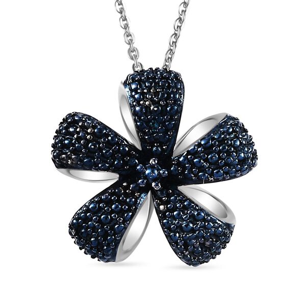 Anh&auml;nger mit 50cm Kette und blauen Diamantakzenten