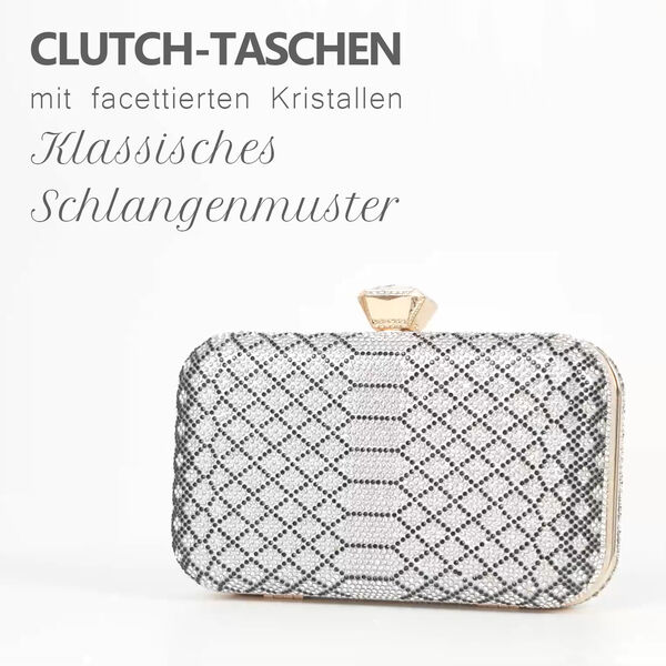 Clutch mit facettierten Kristallen, Schlangen Muster image number 4