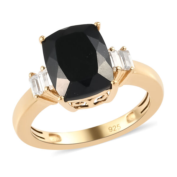 Schwarzer Turmalin und Zirkon Ring 925 Silber vergoldet  ca. 3,75 ct image number 4