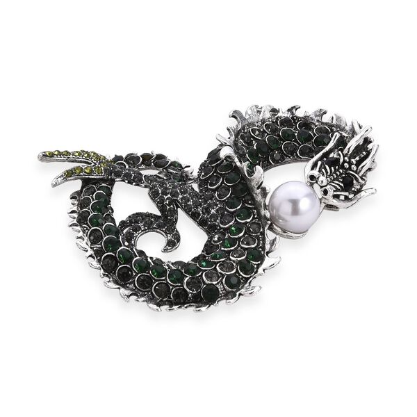 Kunststoff Perle, Mehrfarbiger Kristall Brosche Antik-silber-Plattierung image number 4