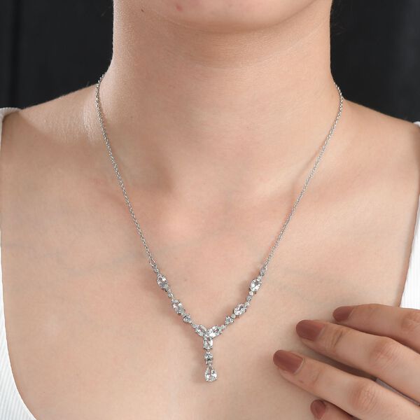 Wei&szlig;er Topas Halskette ca. 45 cm Edelstahl ca. 5.01 ct image number 3