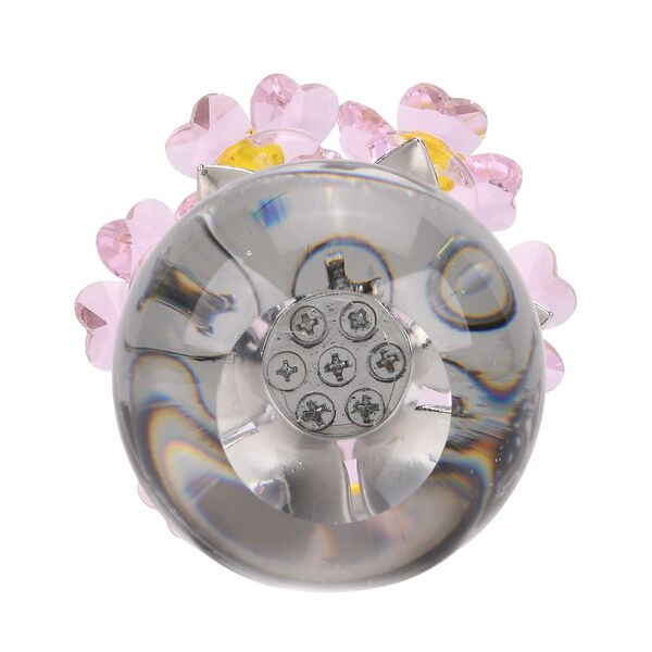 Kristallglas-Blume mit silberfarbenem Metallstiel, dekorativ geschliffen, 1x8 cm, Transparent Rosa image number 5