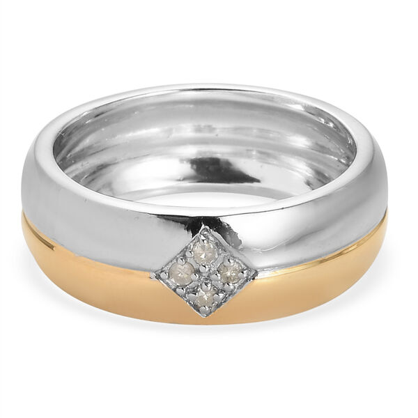 Diamant Ring 925 Silber Bicolor  ca. 0,05 ct