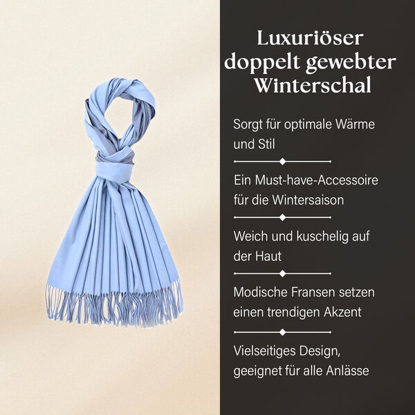 Luxuriöser Winterschal mit Fransen, blau hell/dunkel image number 2