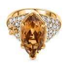 GP Trionfo Kollektion - Citrin, Kanchanaburi Blauer Saphir Ring 925 Silber 750 Gelbgold Vermeil (Größe 19.00) ca. 6.80 ct