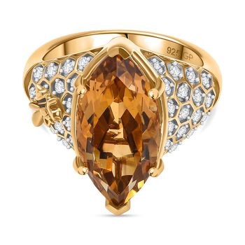 GP Trionfo Kollektion - Citrin, Kanchanaburi Blauer Saphir Ring 925 Silber 750 Gelbgold Vermeil (Gr&ouml;&szlig;e 19.00) ca. 6.80 ct