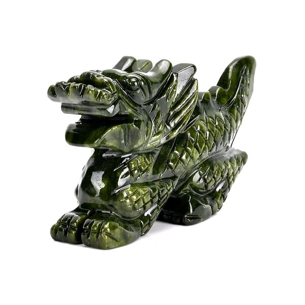 Handgefertigte Drachenfigur aus Serpentin, 12x7x3,5cm image number 2