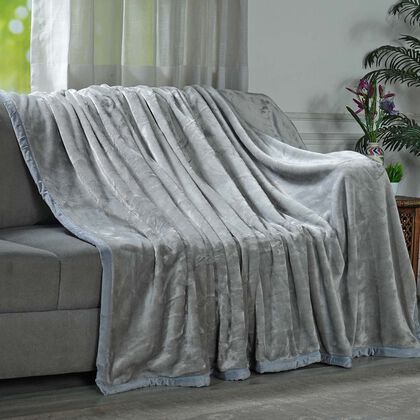 Premium Kuscheldecke aus 100% Mikrofaser, 450 gsm, Gr&ouml;&szlig;e: 150x220 cm, grau