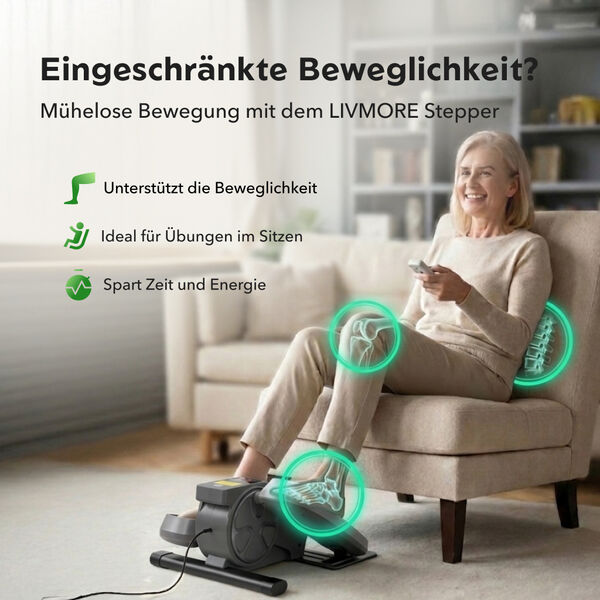 LIVMORE Original kompakter Elektro Stepper, Anti-Rutsch-Pedale, Anzeige und Fernbedienung, 47&times;42&times;23,5 cm, Schwarz image number 2
