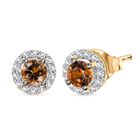 D'Joy AA Andalusit, Weißer Zirkon Ohrringe 925 Silber 750 Gelb Vergoldet ca. 0,89 ct.