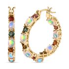 AA Nat&uuml;rlicher, &auml;thiopischer Welo Opal, Mehrfach-Turmalin Ohrringe 925 Silber Gelbgold Vermeil ca. 6,56 ct.