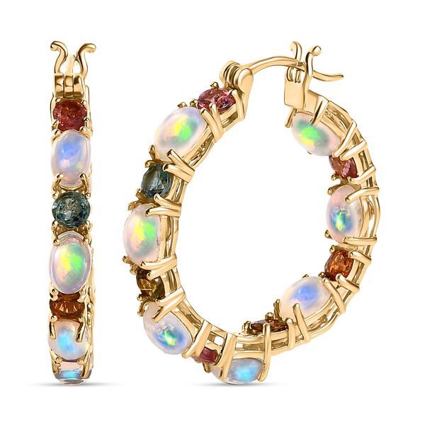 AA nat&uuml;rliche, &auml;thiopische Welo Opal und Mehrfach-Turmalin-Ohrringe - 6,56 ct.