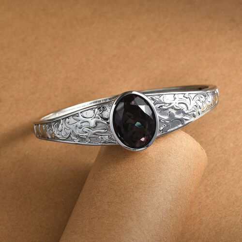 Farbwechsel-Alexandrit-Quarz-Triplette Armreif ca. 19 cm Edelstahl ca. 17.31 ct image number 1