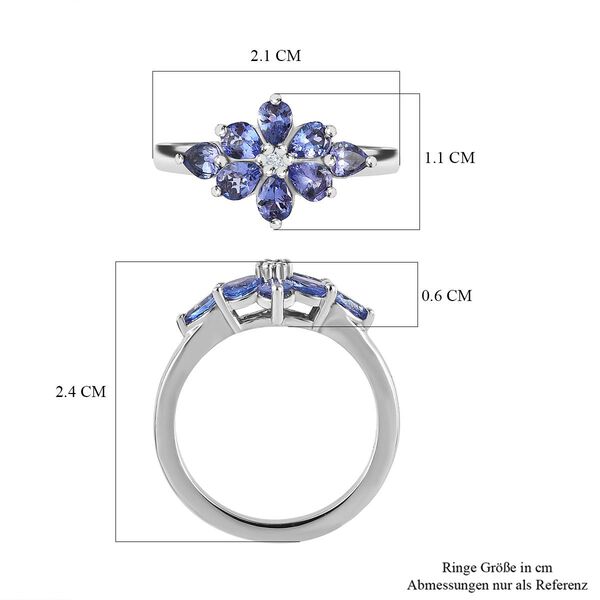 AAA Tansanit und Zirkon Ring - 1,39 ct. image number 6