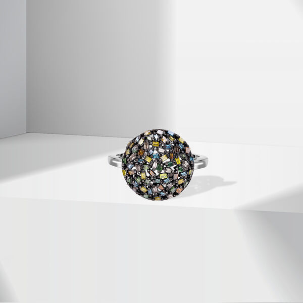 Mehrfarbiger Diamant-Ring, 925 Silber platiniert (Größe 16.00) ca. 0.50 ct image number 1