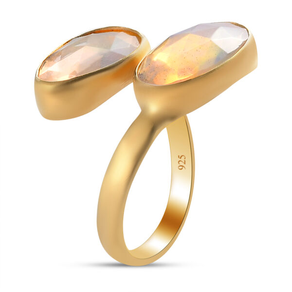 Nat&uuml;rlicher &Auml;thiopischer Opal Bypass Ring 925 Silber vergoldet  ca. 3,00 ct image number 5
