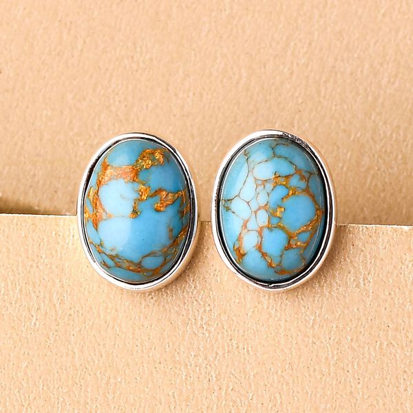 Blaue Mojave T&uuml;rkis Ohrstecker, 925 Silber ca. 2,44 ct image number 2