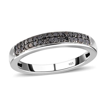 Schwarzer Diamant Ring, 925 Silber platiniert (Gr&ouml;&szlig;e 18.00) ca. 0,20 ct