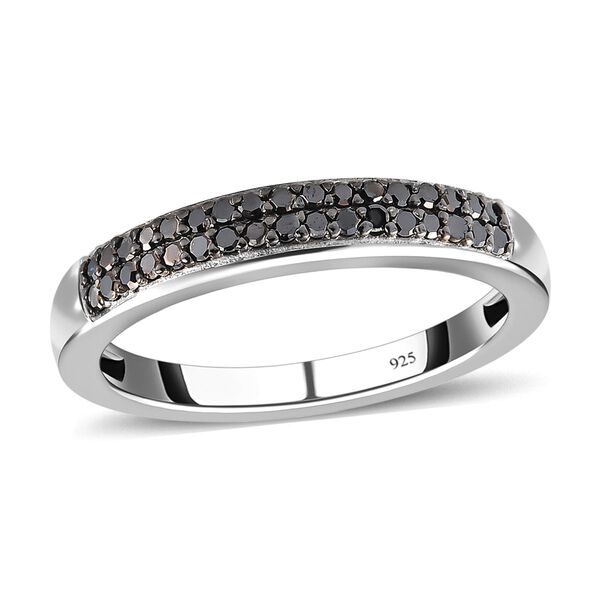 Schwarzer Diamant Ring, 925 Silber platiniert (Gr&ouml;&szlig;e 18.00) ca. 0,20 ct image number 4