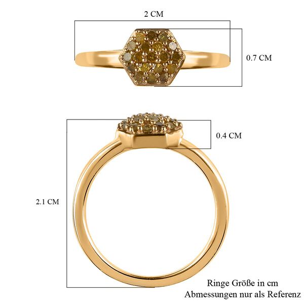 Gelber Diamant Ring 925 Silber Gelbgold Vermeil (Größe 16.00) ca. 0,20 ct image number 7